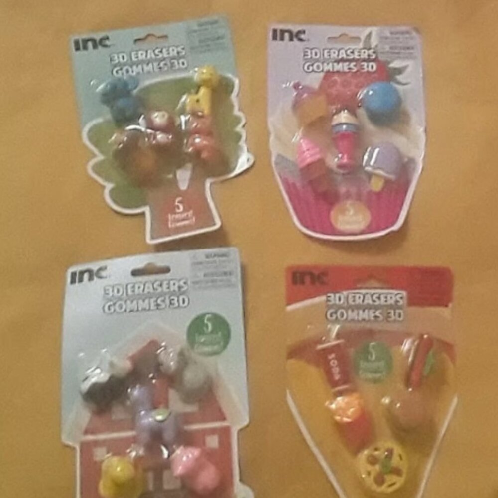 7 pc 3d erasers, highlighter office supplies kids school supplies kawaii